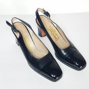 Salvatore Ferragamo Shoes Black Leather Cap Toe